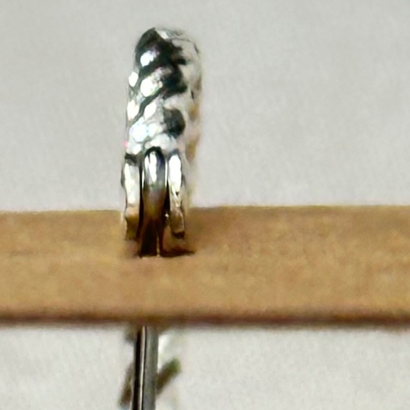 2/$15 Silver tone hinged hoop earrings w/rope style design - Picture 10 of 10